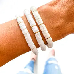 WHITE HEISHI BRACELET -ONE PIECE- GREAT FOR STACKING