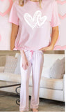 DUO HEARTS PINK TSHIRT ONLY (PAJAMA BOTTOMS SOLD SEPARATE)